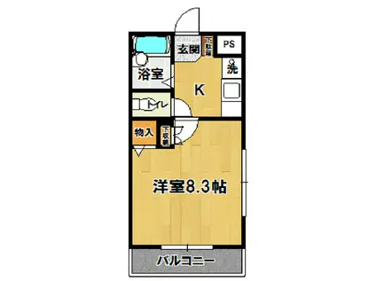 イーストサイドミネ(1K/2階)の間取り写真