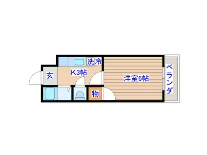 エクセランスド花京院(1K/1階)の間取り写真