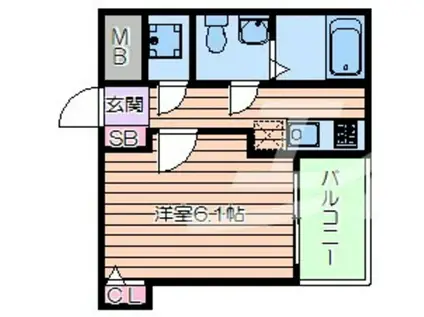 SERENITE本町REFLET(1K/9階)の間取り写真