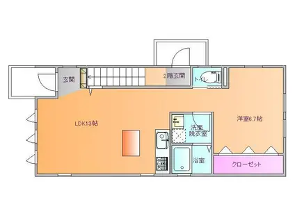 鉄砲町ユニテ C棟(1LDK/1階)の間取り写真