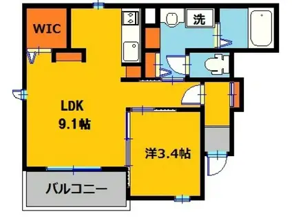 東武宇都宮線 西川田駅 徒歩13分 2階建 築9年(1LDK/1階)の間取り写真