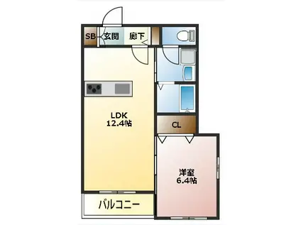 ヴィクトワール フジ(1LDK/1階)の間取り写真