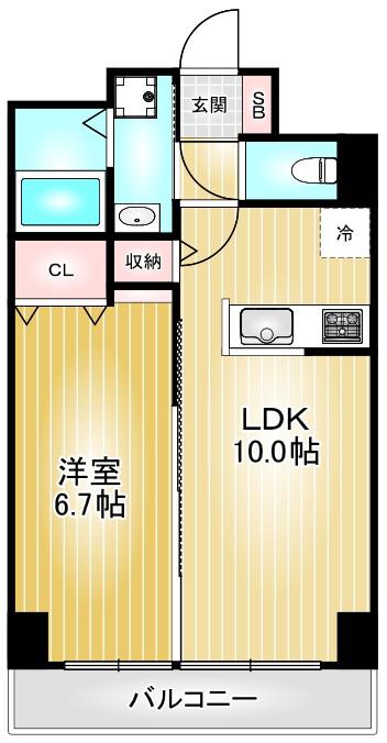 BRIGHT GATE 名古屋(1LDK/10階)の間取り写真