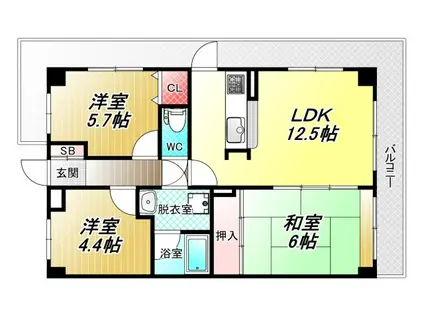 藤和シティホームズ永和(3LDK/8階)の間取り写真