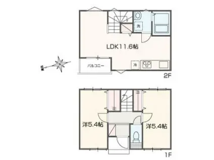 MELLAS浦安(2LDK/1階)の間取り写真