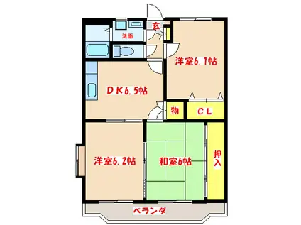 ユーミー桜(3DK/2階)の間取り写真