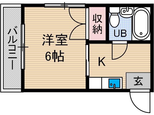 ヴィラ真砂(1K/2階)の間取り写真