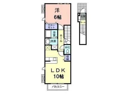 ランバー荒井XI(1LDK/2階)の間取り写真