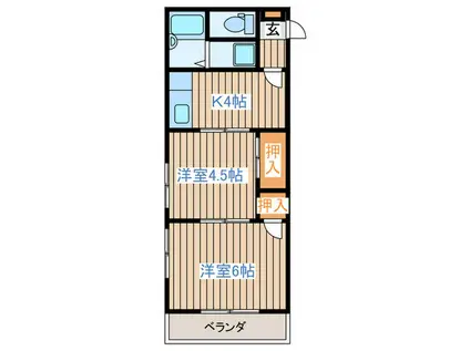 ハイツ泉キャンパス(2K/2階)の間取り写真