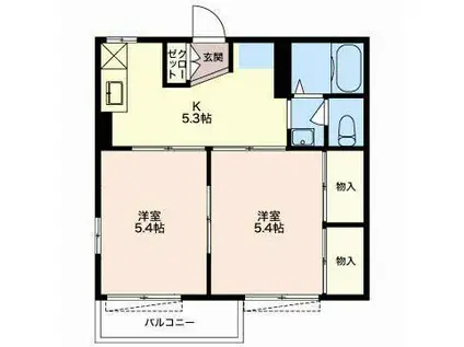 ディアス剣持(2K/2階)の間取り写真