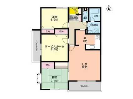 武蔵野パークヒルズ(2SLDK/3階)の間取り写真