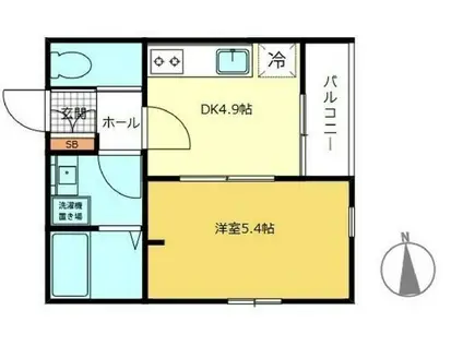 フィオーレカナザワ(1DK/2階)の間取り写真