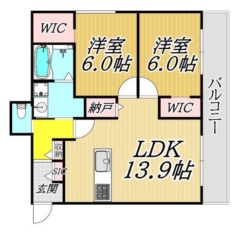 アイメゾン ドゥ シトラス(2LDK/1階)の間取り写真
