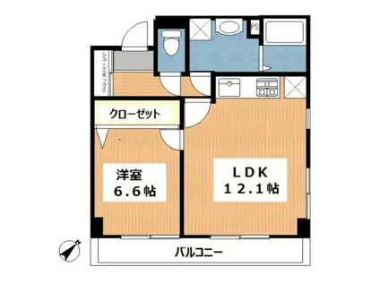 ゴールドワンあざみ野(1LDK/6階)の間取り写真