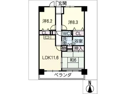 ブラエルメゾン青山1号棟(3LDK/2階)の間取り写真