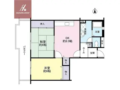 エステート南平野(2DK/5階)の間取り写真