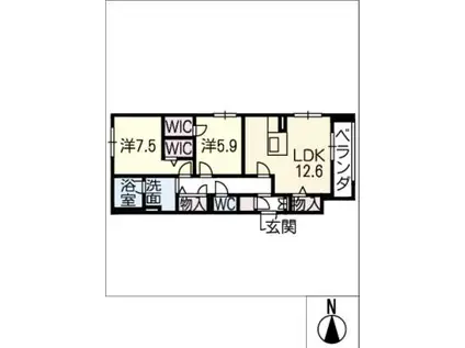 シャーメゾン北園(2LDK/1階)の間取り写真