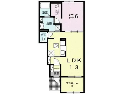 ベルファミーユII(1LDK/1階)の間取り写真