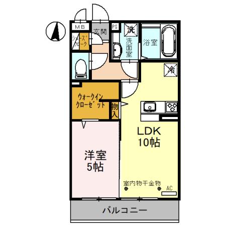 クラン スール(1LDK/2階)の間取り写真