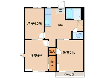 パークサイド(3DK/1階)の間取り写真