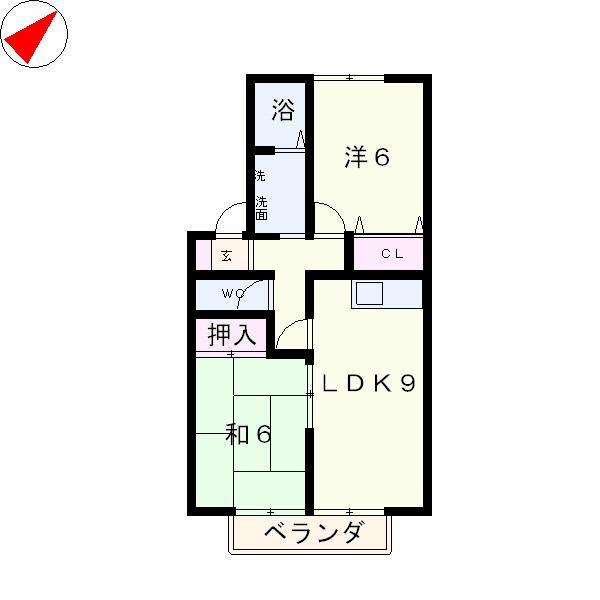 ピアーチェイマイ(2DK/2階)の間取り写真