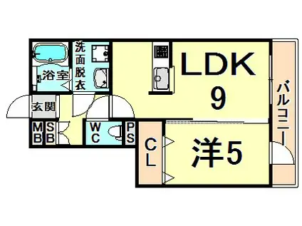 COURT AKKINO(1LDK/2階)の間取り写真