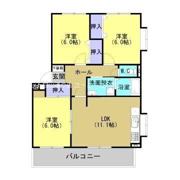 エンゼルシャトー(3LDK/1階)の間取り写真