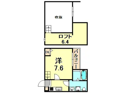 ACROSS(1K/1階)の間取り写真