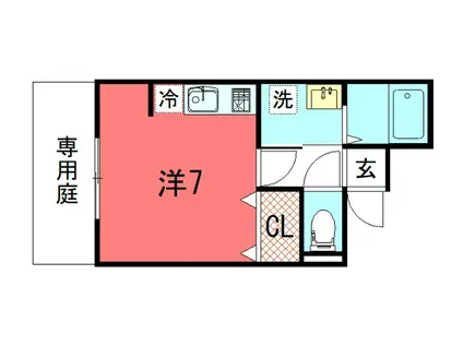 北白川上池田町アパート(ワンルーム/1階)の間取り写真