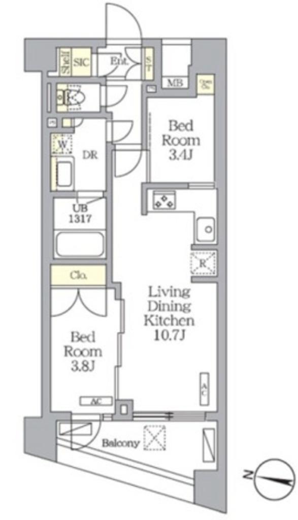 NOGATA RESIDENCE(2LDK/3階)の間取り写真