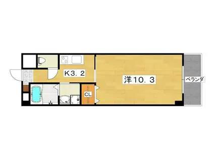 エルネージュ交野(1K/7階)の間取り写真