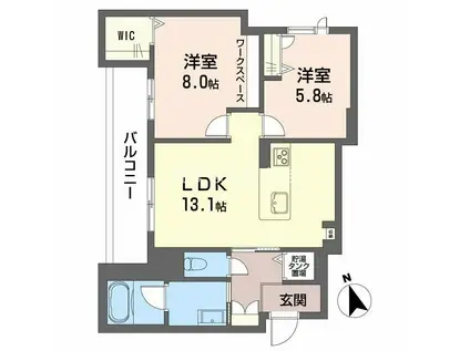 カーサ・レジデンス(2LDK/4階)の間取り写真