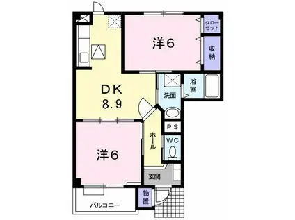 メゾン・エスポワール II(2DK/1階)の間取り写真