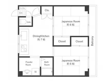 上宿ビル(2DK/2階)の間取り写真