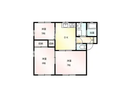 ロワール久保田A(3DK/1階)の間取り写真