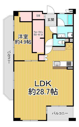 ファミール夙川宮西町(1LDK/3階)の間取り写真