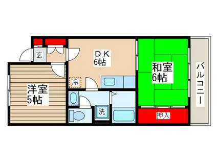 リバーストーンハイツ(2DK/3階)の間取り写真