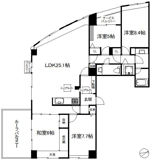 ネクサスシーサイド百道 2号棟(4LDK/10階)の間取り写真
