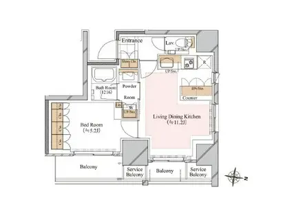 ブランシエスタ白山(1LDK/9階)の間取り写真