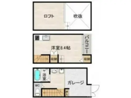 サンバレー美野島8(ワンルーム/1階)の間取り写真