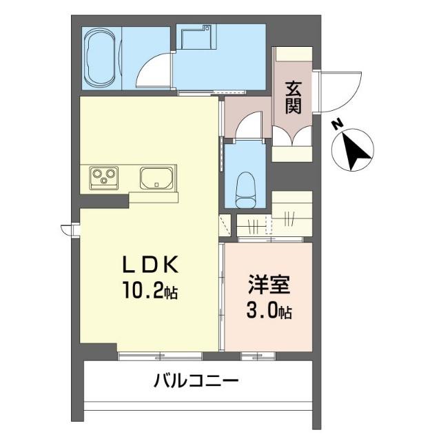 ブルーム ユー 今泉(1LDK/1階)の間取り写真