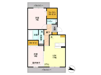 フェイバリッチ新和 A棟(2LDK/3階)の間取り写真