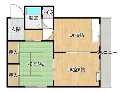 いなば荘(2DK/3階)の間取り写真