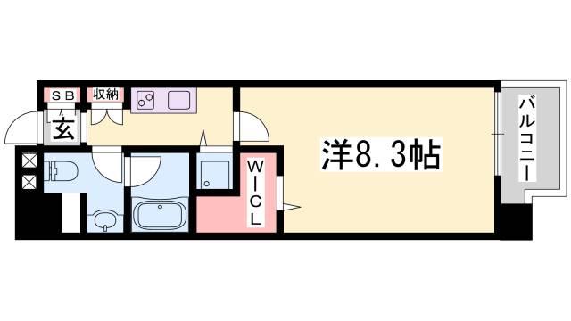 レジディア神戸磯上(1K/5階)の間取り写真