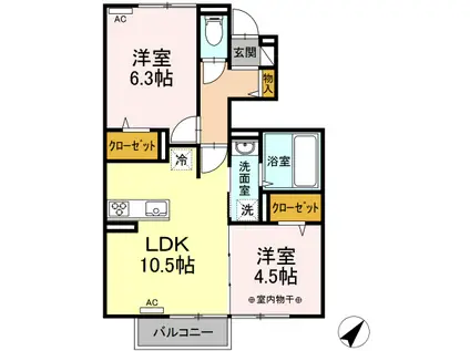 D-ROOM SATO(2LDK/1階)の間取り写真