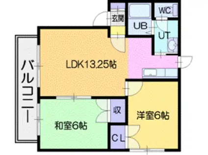 カーサ北野台(2LDK/2階)の間取り写真