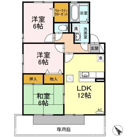 カトルセゾン A棟(3LDK/2階)の間取り写真