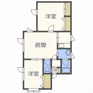 ΑNEXTウールー(2LDK/1階)の間取り写真