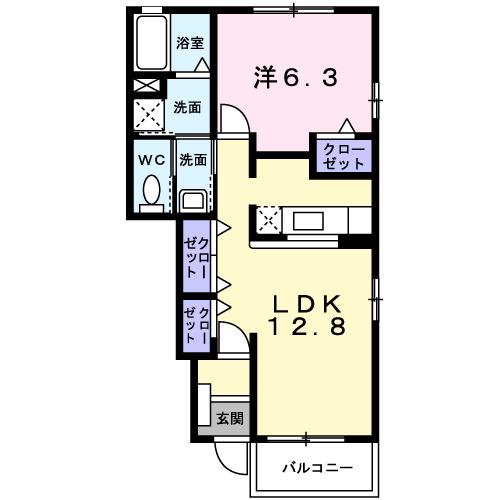 メゾンシーダ壱番館(1LDK/1階)の間取り写真