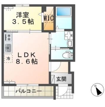 ジュジュ(1DK/1階)の間取り写真